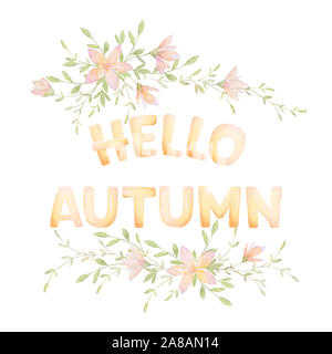 Fleurs rustiques. Les Branches. Bonjour l'automne. Composition pré-faits. Arrière-plan blanc. La qualité d'impression. Banque D'Images