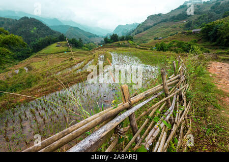 Belle photo de Sapa et les montagnes dans le nord du Vietnam au cours d'un jour à l'automne 2019 ciel couvert Banque D'Images