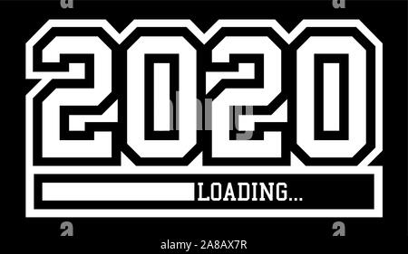 Nouvelle Année 2020 | Blanc | Barre de Chargement | Collège | Université | Sports Illustration de Vecteur
