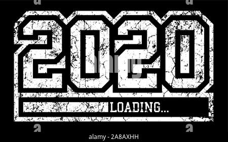 Nouvelle Année 2020 | Blanc | Barre de Chargement | Collège | Université | Sports utilisé Vintage Illustration de Vecteur