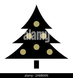 Arbre de Noël de l'or noir | Icône Sapin Adornment Illustration | x-mas isolé symbole | Logo | Illustration de Vecteur