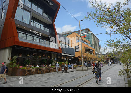 CHRISTCHURCH, Nouvelle-Zélande, le 12 octobre 2019 : Les gens mill sur la CDB à Christchurch City Banque D'Images