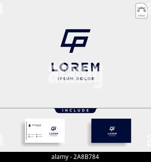 Lettre monogramme CP PC minimal de conception de logo Illustration de Vecteur