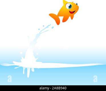 Poisson Poisson Rouge Orange sautant de l'eau, avec de l'eau splash vector illustration. Illustration de Vecteur