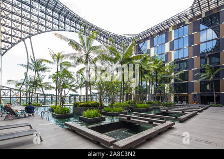 Espace commun de Crowne Plaza Hôtel à l'aéroport de Changi à Singapour, T3 Banque D'Images