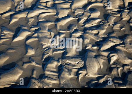 Ondulations dans le sable dans les vasières à marée basse, côte de la mer du Nord, Schleswig-Holstein, Allemagne Banque D'Images