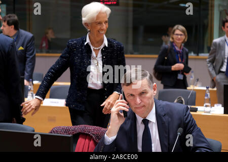 Bruxelles, Belgique. 8 novembre 2019. Ministre des Finances slovène Andrej Bertoncelj assiste à la réunion des ministres européens des Finances. Credit : ALEXANDROS MICHAILIDIS/Alamy Live News Banque D'Images