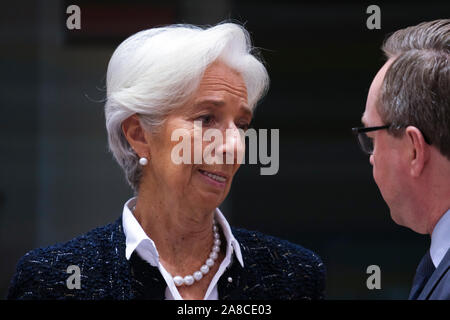 Bruxelles, Belgique. 8 novembre 2019. Président de la Banque centrale européenne (BCE), Christine Lagarde, assiste à la réunion des ministres européens des Finances. Credit : ALEXANDROS MICHAILIDIS/Alamy Live News Banque D'Images