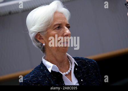 Bruxelles, Belgique. 8 novembre 2019. Président de la Banque centrale européenne (BCE), Christine Lagarde, assiste à la réunion des ministres européens des Finances. Credit : ALEXANDROS MICHAILIDIS/Alamy Live News Banque D'Images