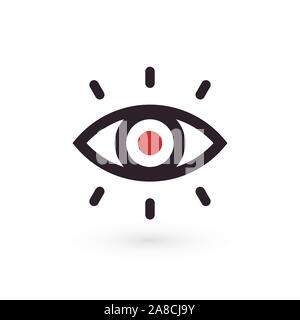 Contour des yeux, l'icône de style linéaire, parfait pour la chirurgie des yeux, l'icône de la vision, de l'emblème de la reconnaissance de la rétine optique tech logotype, logo développements innovants Illustration de Vecteur
