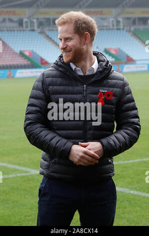 Le duc de Sussex Terrence Higgins Trust participe à un événement au Twickenham Stoop, National, en amont de la semaine de dépistage du VIH. Banque D'Images