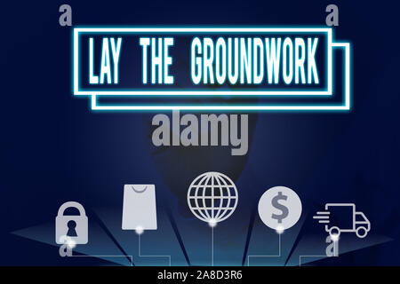 La main conceptuel montrant jeter les bases. Préparer les bases du concept signifiant ou Fondation pour quelque chose Banque D'Images