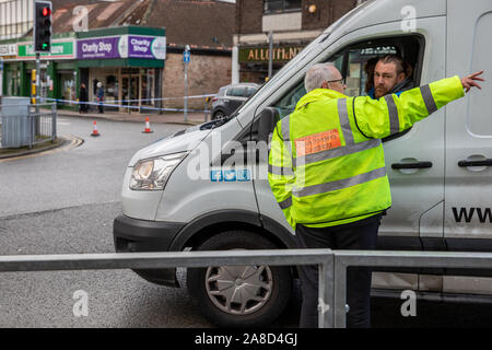 Worksop, Royaume-Uni. 8 novembre 2019. Inondations en Worksop, Royaume-Uni, suite à de fortes pluies qui ont causé la rivière à Ryton burst c'est les banques. Credit : Andy Gallagher/Alamy Live News Banque D'Images