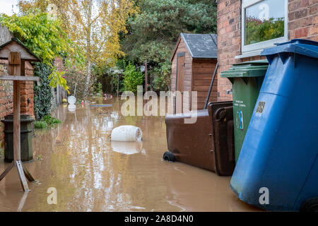 Worksop, Royaume-Uni. 8 novembre 2019. Inondations en Worksop, Royaume-Uni, suite à de fortes pluies qui ont causé la rivière à Ryton burst c'est les banques. Credit : Andy Gallagher/Alamy Live News Banque D'Images