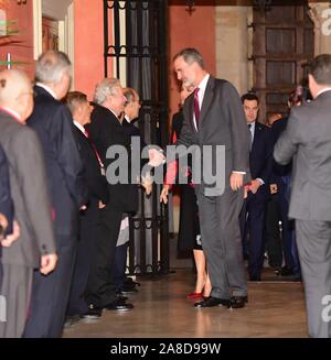 Séville, Espagne. 05Th Nov, 2019. Roi d'Espagne Felipe VI et La Reine Letizia rencontre avec les directeurs et les membres de Asale Pro Real Academia Foundation pendant 16 édition de ASALE (Asociacion de Academias de la Lengua Española) Congrès à Séville le Vendredi, 08 novembre 2019. Credit : CORDON PRESS/Alamy Live News Banque D'Images