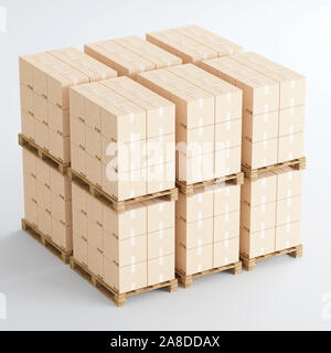 Concept logistique d'entreprise. Global Business technologie de connexion. Boîtes de carton. Le rendu 3D Banque D'Images