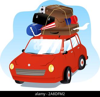 Partir en vacances locations de voiture avec une assurance Illustration de Vecteur