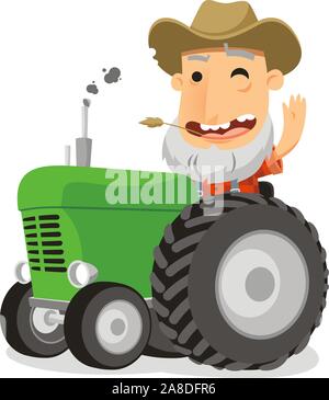 Agriculteur de la conduite du tracteur vector cartoon illustration Illustration de Vecteur