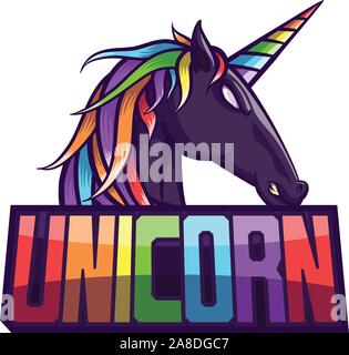 Mythe de l'unicorn pour e-sport logo, mascotte et imprimer des T-shirt illustration Illustration de Vecteur