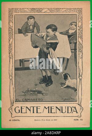 Portada de la revista infantil Gente menuda. Editada en Madrid, año 1909. Banque D'Images