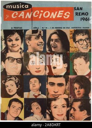 Portada de la revista Musica'y Canciones, editada en Barcelona, año 1961. Banque D'Images