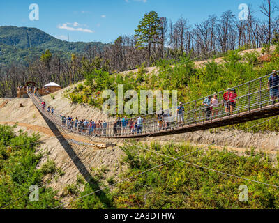 Skybridge suspension piétonne de Gatlinburg dans les Great Smoky Mountains Resort Ville de Gatlinburg Tennessee aux États-Unis Banque D'Images