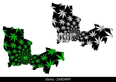 Lualaba Province (République démocratique du Congo, RD Congo, RDC, Congo-Kinshasa) map est conçu de feuilles de cannabis vert et noir, Lualaba carte de Illustration de Vecteur