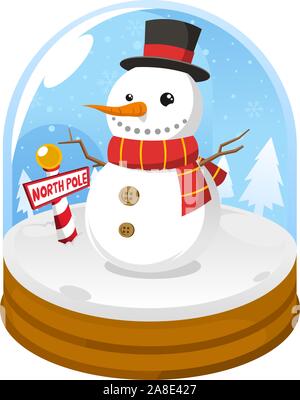 Snow globe with snowman Illustration de Vecteur