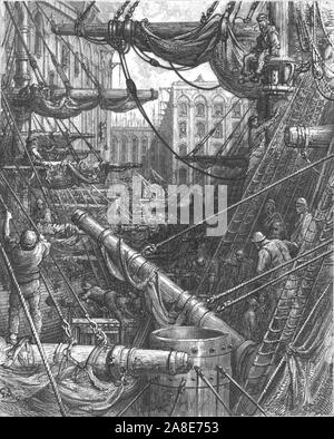 'À l'intérieur les Docks', 1872. Depuis, "Londres. Un pèlerinage" par Gustave Dore et Blanchard Jerrold. [Grant et Co., 72-78, Turnmill Street, E.C., 1872]. Banque D'Images