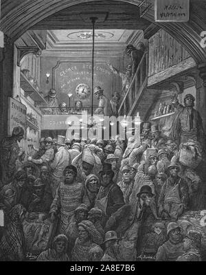 Billingsgate-Early "Matin", 1872. Old Billingsgate Fish Market près de Thames Street dans la ville de Londres. Depuis, "Londres. Un pèlerinage" par Gustave Dore et Blanchard Jerrold. [Grant et Co., 72-78, Turnmill Street, E.C., 1872]. Banque D'Images