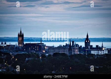 Aberdeen City Night skyline Banque D'Images