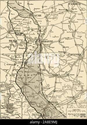 'Map montrant Retraite allemande à l'Ouest, 1917', 1917. De "La guerre d'Album De Luxe - Volume VIII. Se terminant les trois premières années", édité par J. A. Hammerton. [L'Amalgamated Press, Limited, Londres, 1917] Banque D'Images