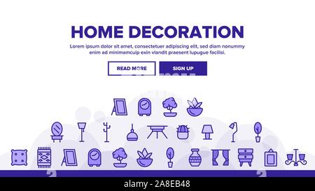 Décoration intérieure Produits Vector Icons Set Illustration de Vecteur