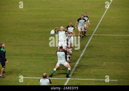 Japon - Coupe du Monde de Rugby 2019, Irish Rugby Team, la pratique de line-out. Banque D'Images