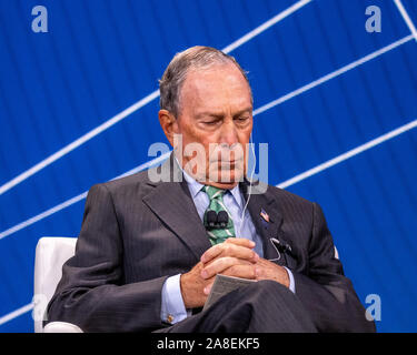 New York, États-Unis, 25 septembre 2019. L'ancien maire de New York Michael Bloomberg milliardaire et à la Bloomberg Global Business Forum. Bloomberg est Banque D'Images