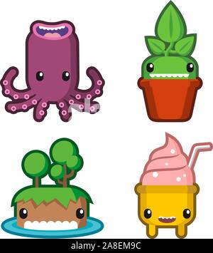 Vector cartoon Cute monster set Illustration de Vecteur