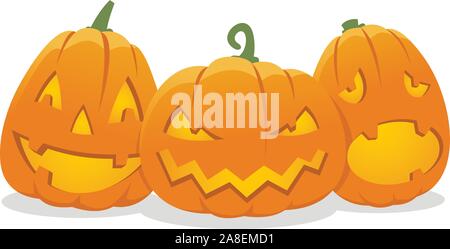 Cartoon Halloween de trois citrouilles vector illustration Illustration de Vecteur