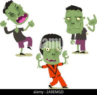 Zombie Halloween jeu d'action cartoon vector illustration Illustration de Vecteur