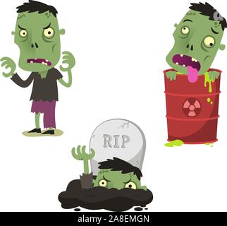 Zombie Halloween jeu d'action cartoon vector illustration Illustration de Vecteur