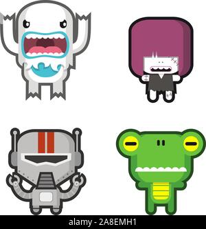 Vector cartoon Cute monster set Illustration de Vecteur