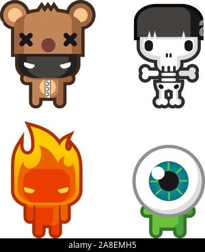 Vector cartoon Cute monster set Illustration de Vecteur