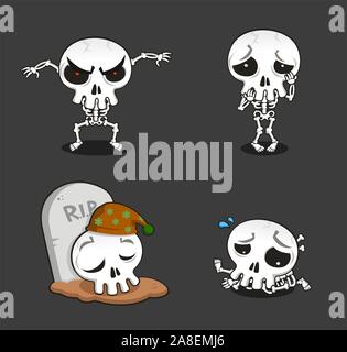 Squelette Halloween jeu d'action cartoon cartoon vector illustration Illustration de Vecteur