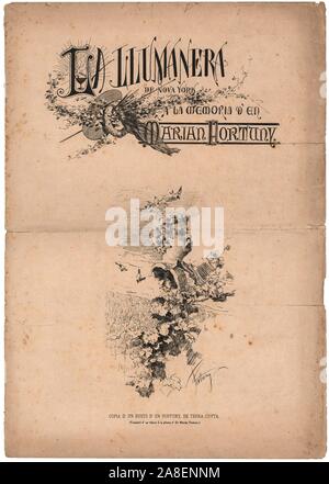 Portada de la revista catalana La Llumanera de Nova York, editada en Nueva York, noviembre de 1879, a la memoria de dedicada Marià Fortuny. Mariano Fortuny Marsal. Banque D'Images