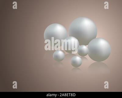 Illustration de perles blanches sur fond rose. Illustration de Vecteur