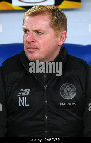 Neil Lennon manager de Celtic durant la phase de groupes de l'UEFA Europa League match entre le Latium et celtique au Stadio Olimpico, Rome, Italie. Photo par Giuseppe maffia. Banque D'Images