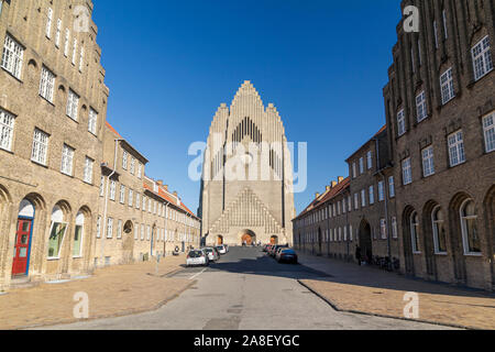 L'église de Grundtvig Dans le district de Bispebjerg à Copenhague, un rare exemple d'église expressionniste. archit Banque D'Images