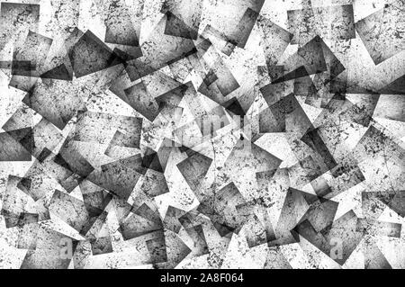 Abstract grunge fond noir et blanc texturé avec des rectangles Banque D'Images