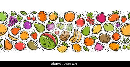 Fond transparent fruit. Concept alimentaire. Illustration vectorielle de motif décoratif Illustration de Vecteur