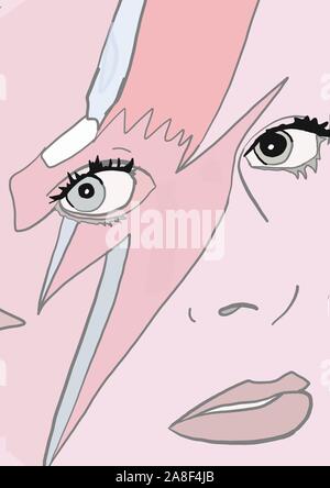 David Bowie Ziggy Stardust illustration Banque D'Images