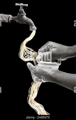 Main-lavage obsessionnel, collage photo Banque D'Images
